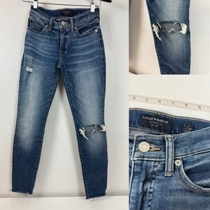 Lucky Brand Jeans Womens Size 0/25 Ankle Skinny Destroyed Patchwork Raw Hems